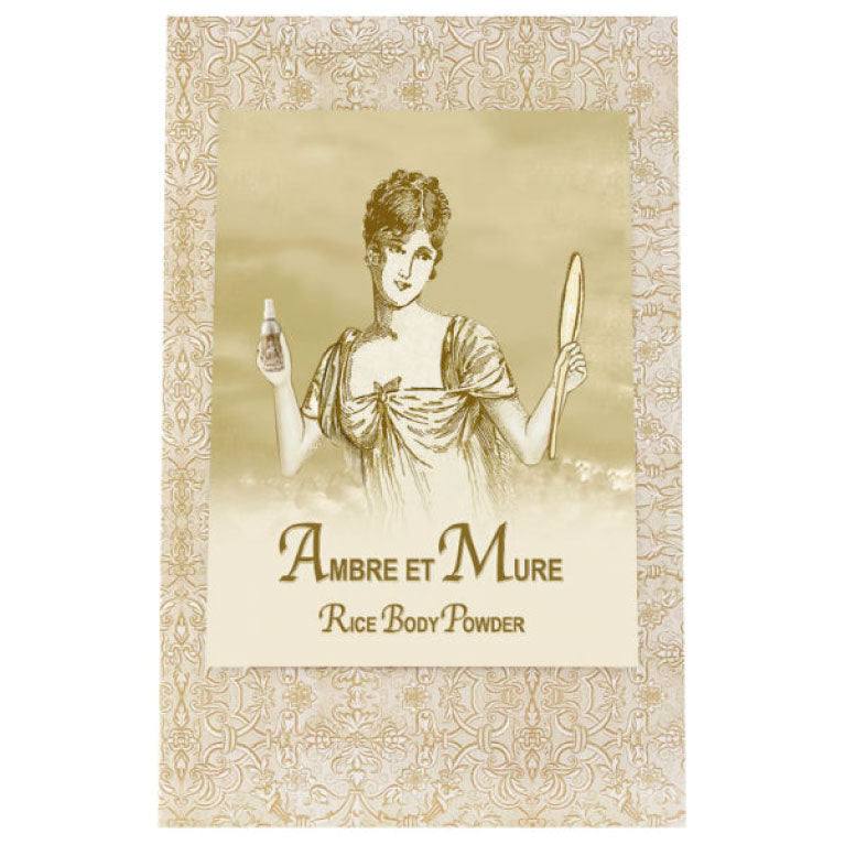 Ambre et Mure Rice Body Powder Refill 8oz package with vintage Parisian design.