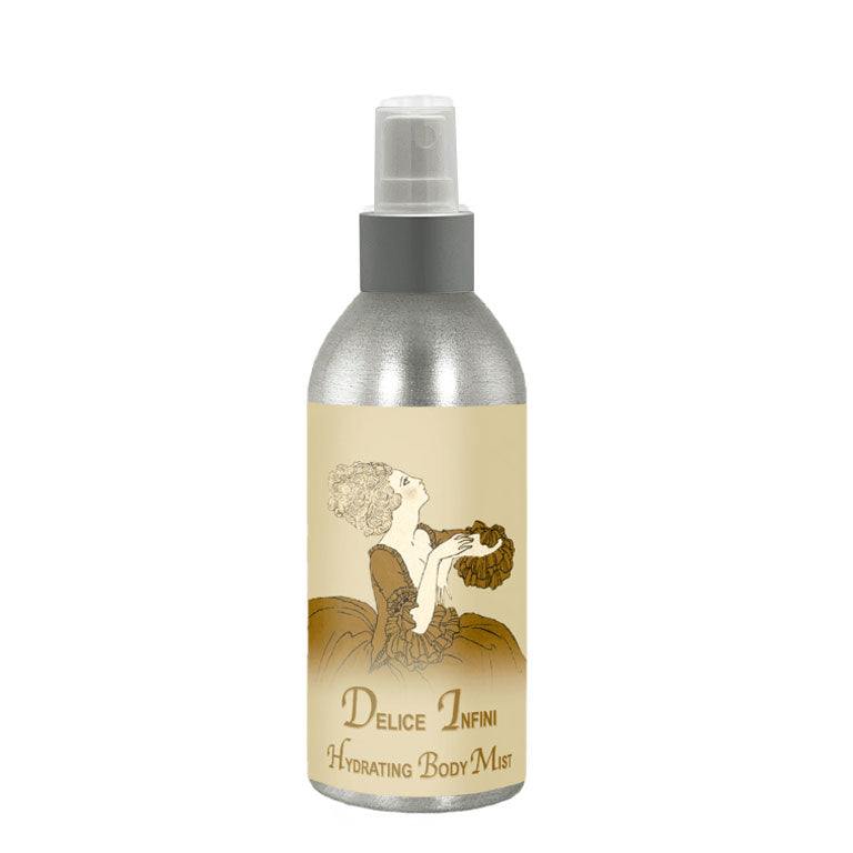 Delice Infini Hydrating Mist 8oz bottle with vintage-inspired label.