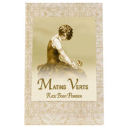 Matins Verts Rice Body Powder Refill 8oz packaging with vintage design.