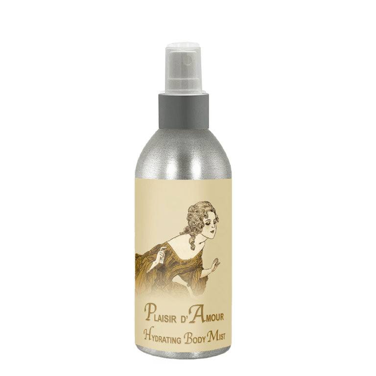 Plaisir d'Amour Hydrating Mist 8oz bottle with natural ingredients and floral notes.