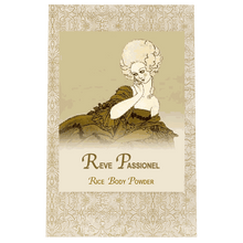 Reve Passionel Rice Body Powder with vintage-inspired packaging design.