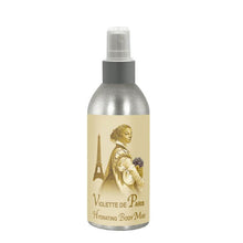 Violette de Paris Hydrating Mist 8oz bottle with elegant design featuring Eiffel Tower and vintage illustration.