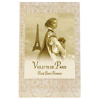 Violette de Paris Rice Body Powder Refill packaging with Eiffel Tower illustration.