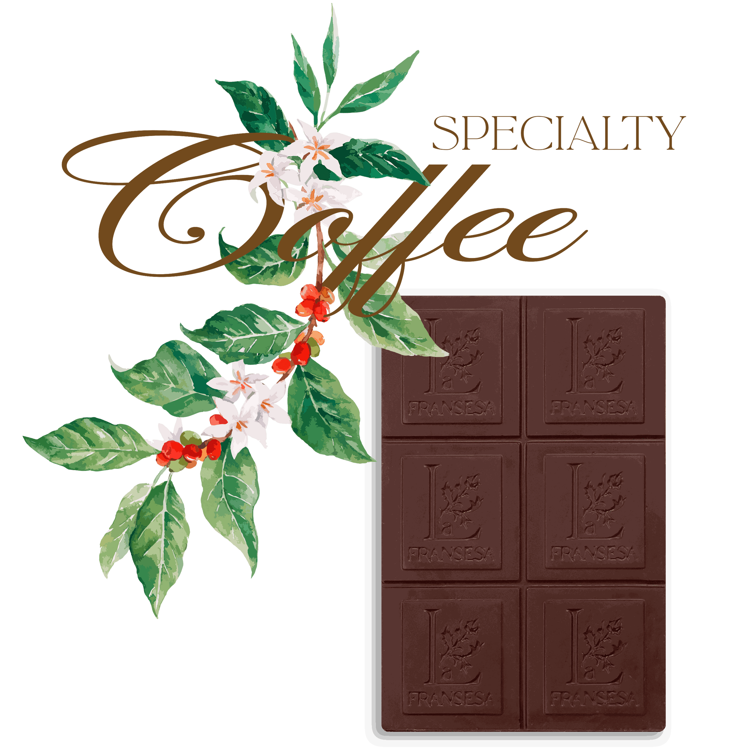 Chocolate with Specialty Coffee - Bean to bar. Craft Chocolate. 70% cocoa