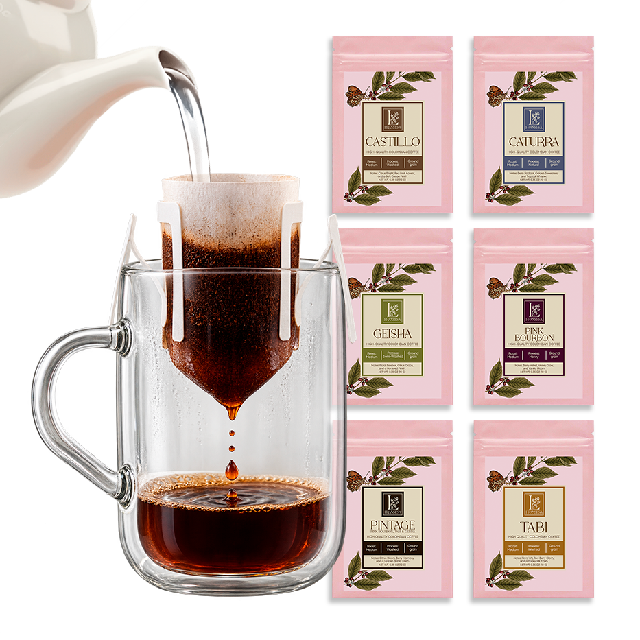 La Fransesa Colombian Discovery Collection – 6 Colombian Specialty Coffee Varietals, Pre-Filled Pour Over Bags, 10g Each