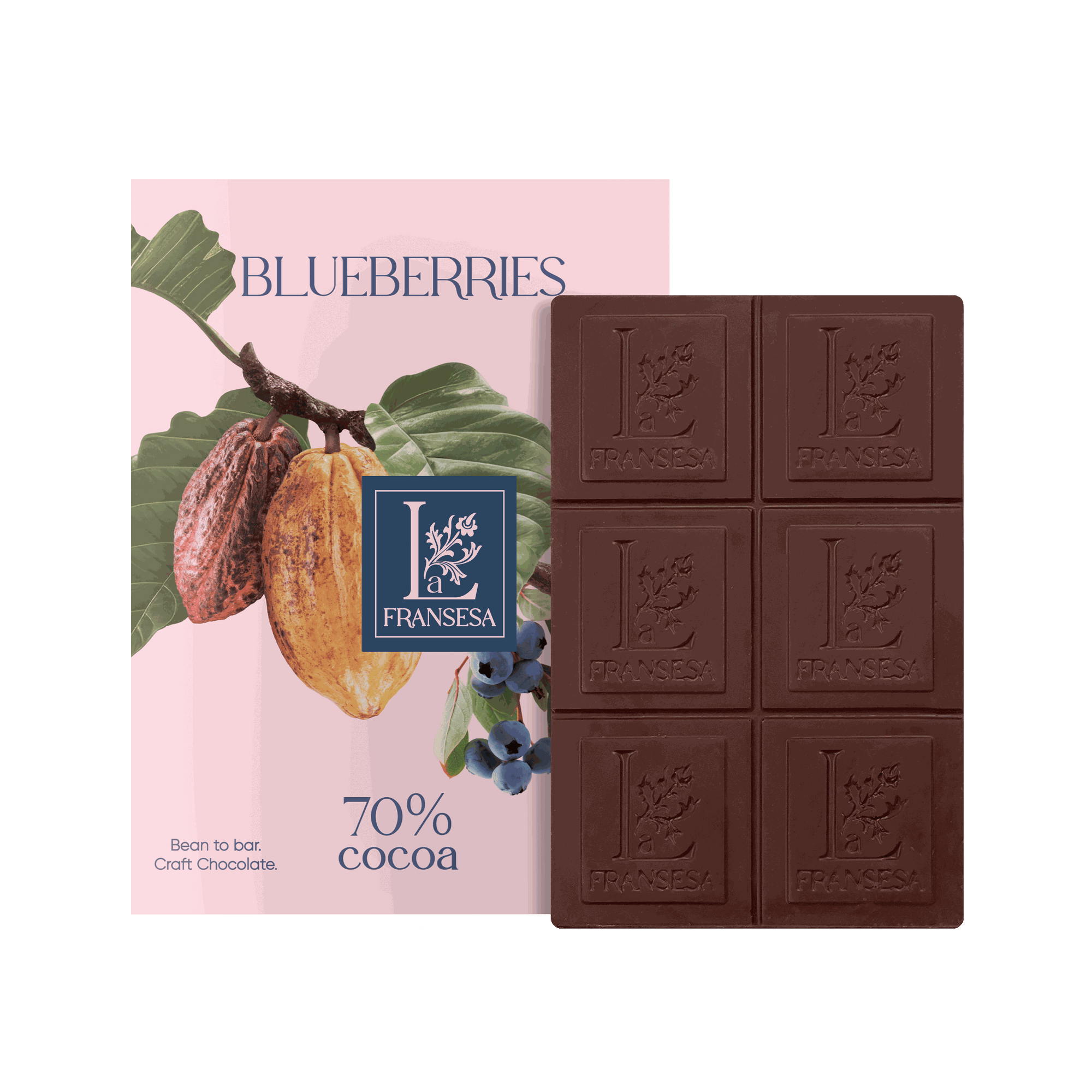 Blueberries - Bean to bar. Craft Chocolate. 70% cocoa
