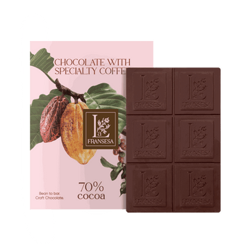 Chocolate with Specialty Coffee - Bean to bar. Craft Chocolate. 70% cocoa