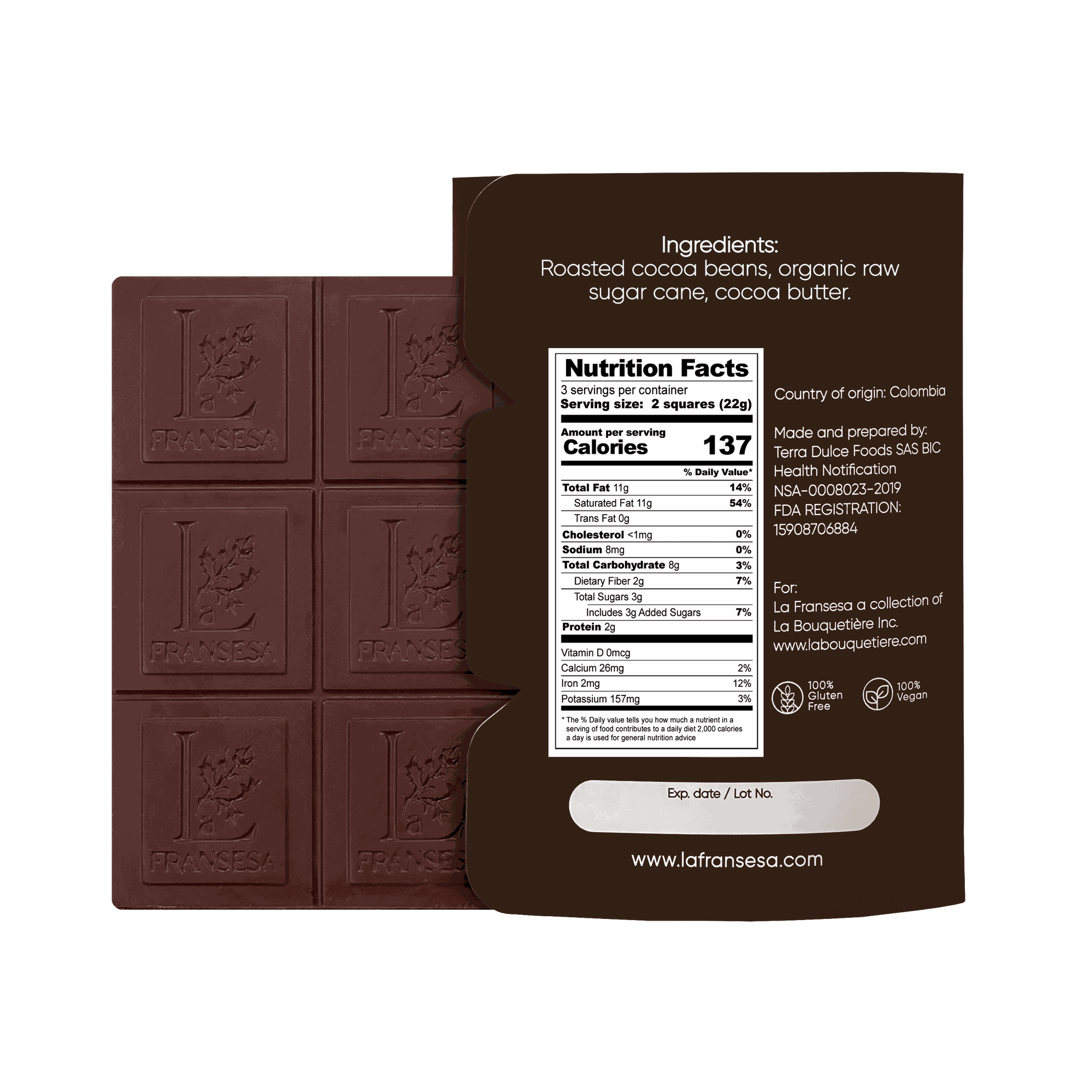 Intense Dark Chocolate - Bean to bar. Craft Chocolate. 82% cocoa