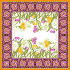 Silk blend Freesia Scarf with floral design and hand-rolled edges.