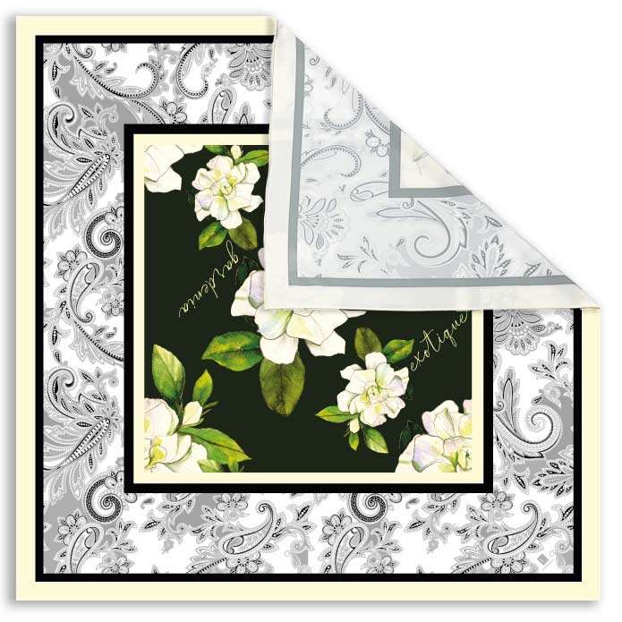 Gardenia Scarf - Floral Silk Blend Scarf with Hand-Rolled Edges... 