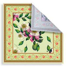 Silk  scarf with floral design and hand-rolled edges.