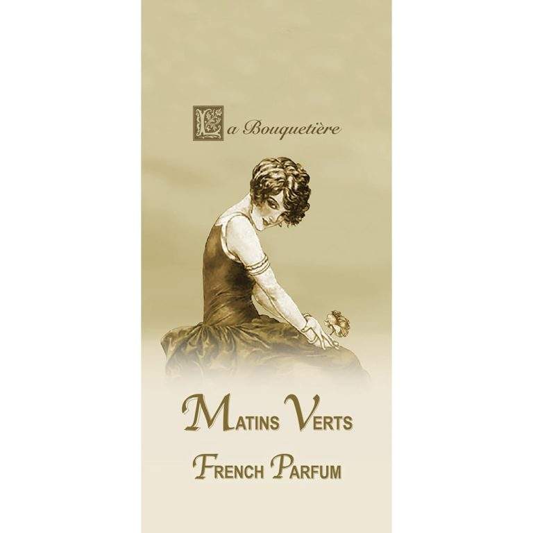 Matins Verts Scented Card featuring vintage illustration, green mandarin, lavender, bergamot notes.