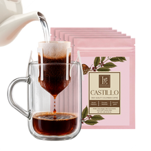 Single-Cup Pre-Filled Colombian Specialty Pour Over Coffee Bags – Castillo, 6 Bags, 10g Each, 100% Arabica, Medium Roast