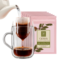 Single-Cup Pre-Filled Colombian Specialty Pour Over Coffee Bags – Geisha, 6 Bags, 10g Each, 100% Arabica, Medium Roast