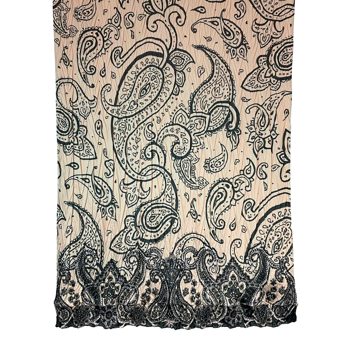 Vintage Silk Blend Pleated Scarf – 64" x 20"