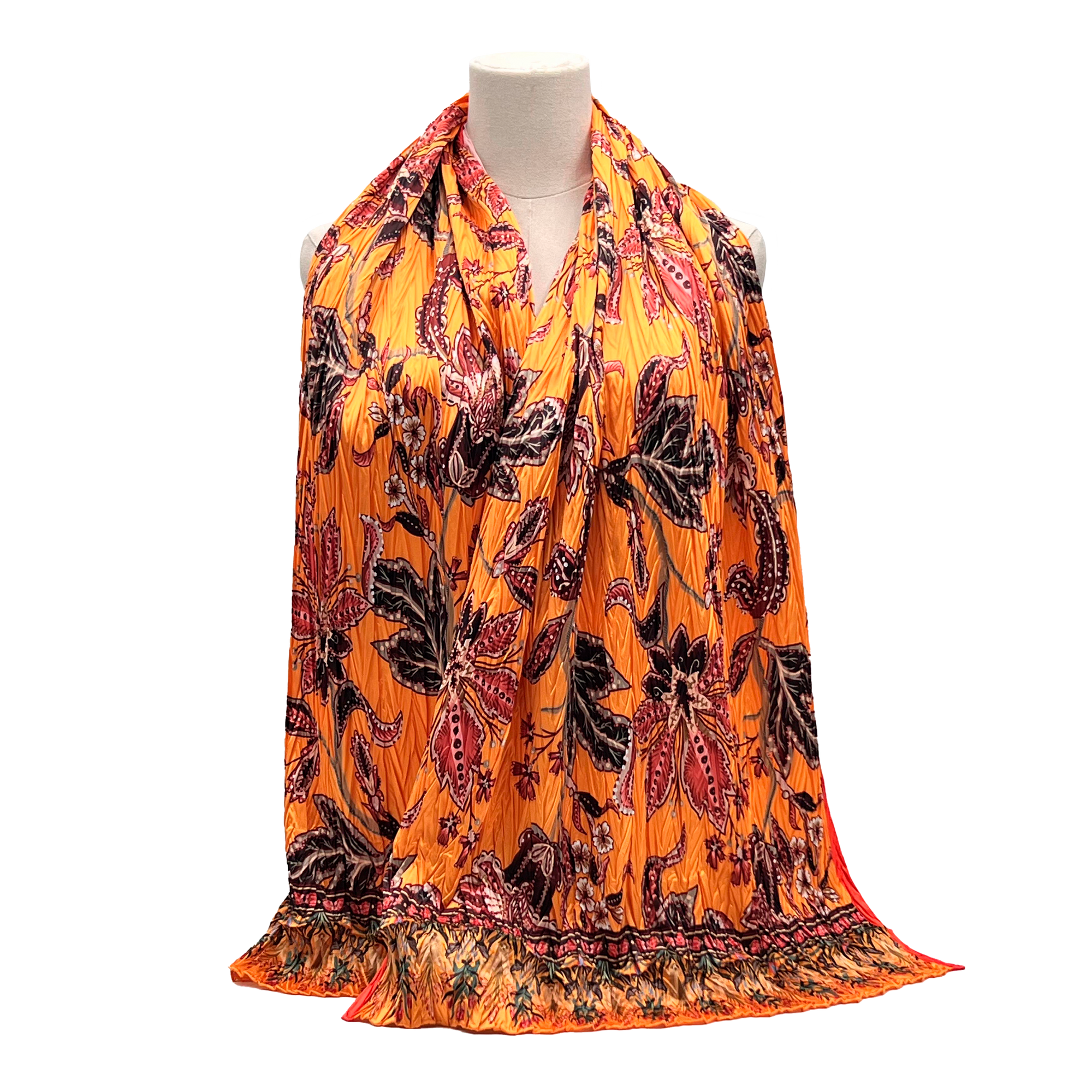 Sunset Bloom Pleated Scarf