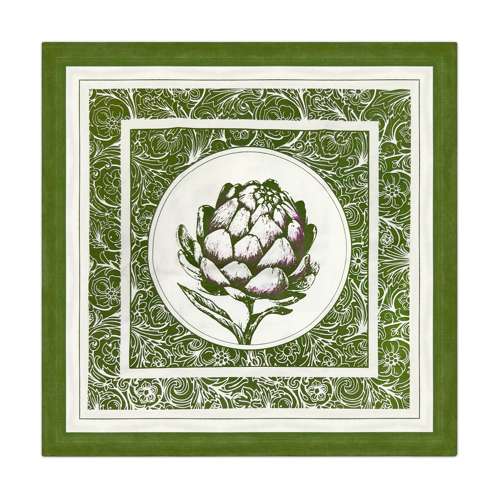 Denim Green Cotton Napkins / Placemats – 100% Colombian Cotton, Hand Block Printed