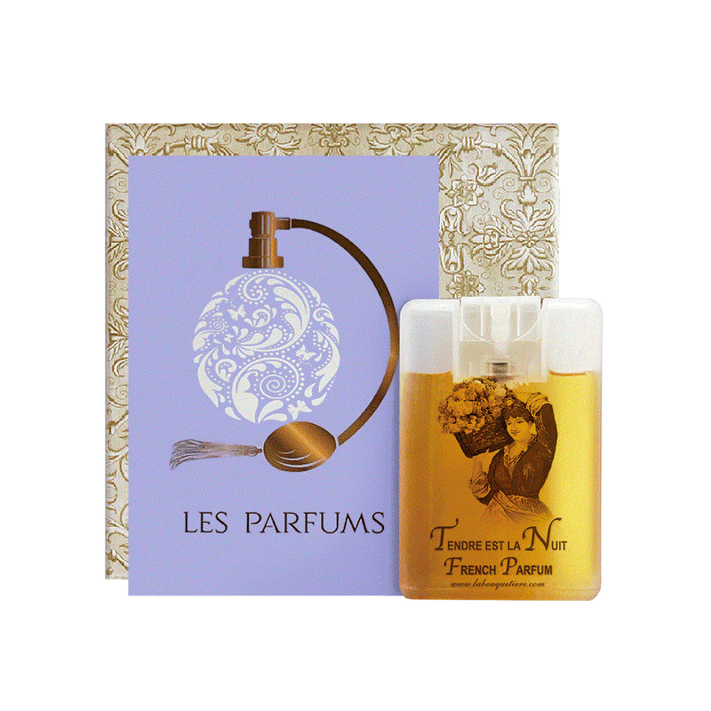 Tendre est la Nuit Eau de Parfum Spray Card 20ml, featuring ornate packaging and compact fragrance bottle.